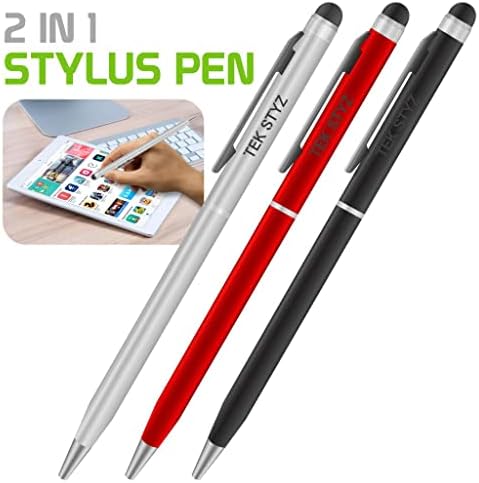 Pro Stylus Pen עבור Samsung SGH-T9999ZAATMB עם דיו, דיוק גבוה, צורה רגישה במיוחד וקומפקטית למסכי מגע [3 חבילה-שחור-אדום-סילבר]